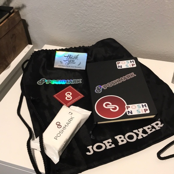 Poshmark Poshfixings Goodie Bag Starter Kit Assortment Joe Boxer Drawstring Bag - Picture 1 of 5